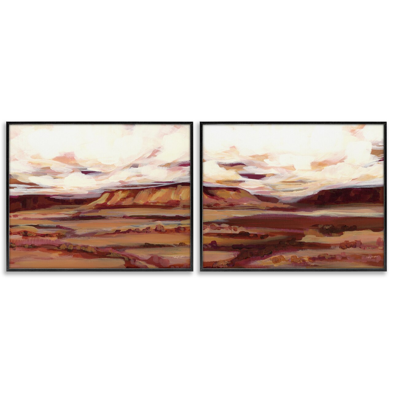 Stupell Industries Mauve Mesa Abstract Landscape 2 pc Framed Giclee Wall Art Set Design by Haley Knighten